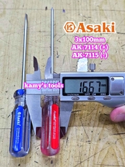 Tua vít bake dẹp 3mm dài 100mm 3x100mm Asaki AK-7114 AK-7115