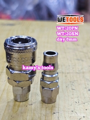 Bộ nối nhanh hơi khí nén dùng cho dây hơi 8mm 20SN 20PN Wetools WT-20PN WT-20SN