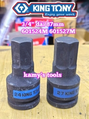 Đầu tuýp lú  đầu lục giác 6 cạnh 3/4 inch Kingtony 24mm 601524M 27mm 601527M