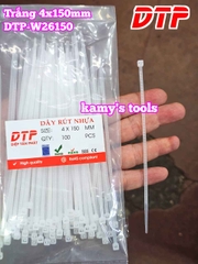 Dây rút dây thít nhựa màu đen trắng 4x150mm DTP-B26150 DTP-W26150 (1 bịch/100 sợi)