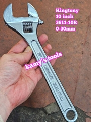 Mỏ lết miệng trắng chrome Kingtony 10 inch 250mm 3611-10R ngàm mở 0-30mm
