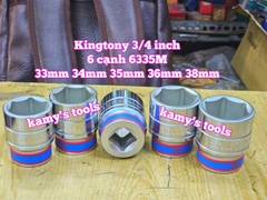 Đầu tuýp khẩu 3/4 inch 6 cạnh trắng Kingtony 33mm 34mm 35mm 36mm 38mm 633533M 633534M 633535M 633536M 633538M