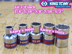 Đầu tuýp trắng 3/8 inch 12 cạnh Kingtony 1/4, 5/16, 3/8, 7/16, 1/2 hệ inch 333008S 333010S 333012S 333014S 333016S
