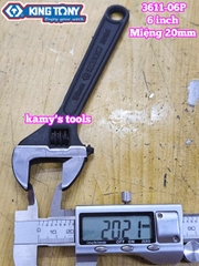 Mỏ lết miệng đen Kingtony 6 inch 150mm 3611-06P miệng mở 0-20mm