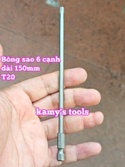 Mũi bắn siết vít bông sao 6 cạnh đuôi lục giác 1/4 inch dài 150mm thép S2 cỡ T10 T15 T20 T25 T27 T30 T40