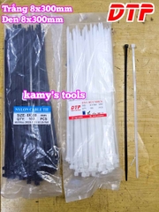 Dây rút dây thít nhựa màu đen trắng 8x300mm DTP-B50300 DTP-W50300 (1 bịch/100 sợi)