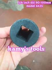 Đầu tuýp đầu khẩu đen dài lục giác dài 90mm Kingtony lỗ 3/4 inch 24mm 25mm 26mm 27mm 643524M, 643525M, 643526M, 643527M