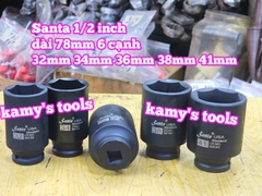 Đầu tuýp khẩu 1/2 inch đen dài lục giác 6 cạnh 78mm Santa 32mm 34mm 36mm 38mm 41mm IM132 IM134 IM136 IM138 IM141