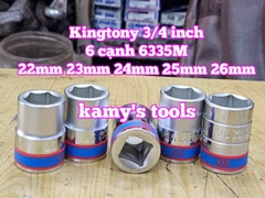 Đầu tuýp khẩu 3/4 inch 6 cạnh trắng Kingtony 22mm 23mm 24mm 25mm 26mm 633522M 633523M 633524M 633525M 633526M