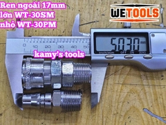 Bộ nối nhanh hơi khí nén ren ngoài 17mm 30SM 30PM Wetools WT-30SM WT-30PM