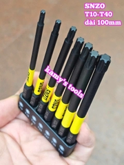 Mũi vít bông sao hoa thị đuôi lục giác 1/4 inch SNZO dài 100mm 7 chi tiết T10-T40 thép đen S2 SH-10007