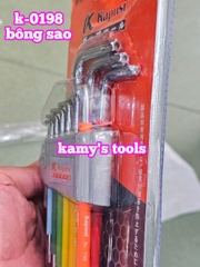 Bộ khóa lục giác bi và bông hoa thị nhiều màu Kapusi 9 cây K-0197 và K-0198