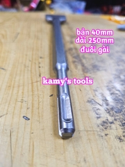 Mũi đục bê tông dẹp bản 40mm 80mm đuôi gài đuôi lục giác dài 250mm 285mm Dannio