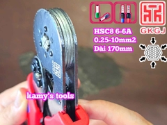 Kìm bấm cos pin tròn rỗng lục giác 0.25-10mm2 dài 170mm GKGJ HSC8 6-6A