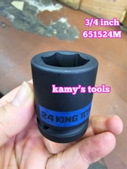 Tuýp 3/4 inch đen ngắn lục giác kingtony dài 50mm 22mm 23mm 24mm 25mm 26mm 651522M 651523M 651524M 651525M 651526M