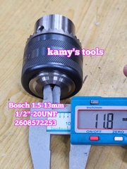 Đầu khoan có khóa Bosch 2608572253 kẹp 1.5-13mm ren 1/2-20UNF chính hãng