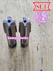 Taro ống rắc co 3/8 inch 17mm răng côn HSS Shanghai SLT NPT Z 3/8-18 và BPST ZG 3/8-19 (1 cây)