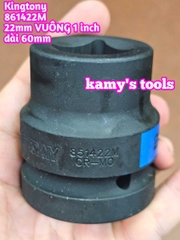 Đầu tuýp vuông 4 cạnh đen 1 inch ngắn 60mm Kingtony 17mm 19mm 20mm 21mm 22mm 851417M 851419M 851420M 851421M 851422M