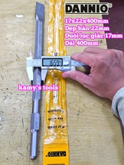 Mũi đục bê tông Dẹp bản 22mm đuôi lục giác 17mm dài 400mm 17x22x400mm Dannio DNO-61740B