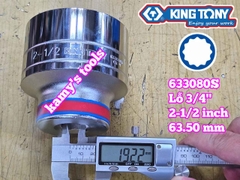 Đầu tuýp hệ inch 12 cạnh 3/4 inch Kingtony cỡ 2-1/2 inch tương đương 63mm 633080S
