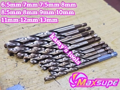 Mũi khoan sắt thép inox M35 chuôi lục giác Maxsupe 6.5mm 7mm 7.5mm 8mm 8.5mm 8mm 9mm 10mm 11mm 12mm 13mm