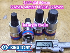 Đầu tuýp lú đầu lục giác 6 cạnh 3/4 inch Kingtony 14mm 17mm 19mm 22mm 602514 602517 602519 602522