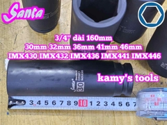 Đầu tuýp 3/4 inch Santa đen dài 160mm cỡ 30mm 32mm 36mm 41mm 46mm IMX430 IMX432 IMX436 IMX441 IMX446