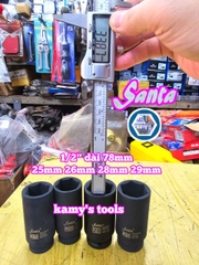 Đầu tuýp 1/2 inch đen dài Santa 25mm 26mm 28mm 29mm IM125 IM126 IM128 IM129