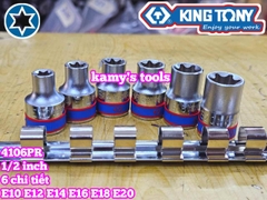 Bộ tuýp E 1/2 inch Kingtony 4106PR 6 chi tiết E10 E12 E14 E16 E18 E20