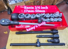 Bộ tuýp khẩu 3/4 inch đen Santa 21 chi tiết 17mm-50mm loại 6 cạnh IMS21 và 12 cạnh IMS22