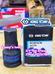 Đầu tuýp lú  đầu lục giác 6 cạnh 3/4 inch Kingtony 24mm 601524M 27mm 601527M