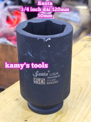 Đầu tuýp 3/4 inch đen dài 120mm lục giác Santa thép Cr-mo 50mm 55mm 60mm 65mm 70mm IMX250 IMX255 IMX260 IMX265 IMX270