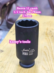 Tuýp 1/2 inch đen dài BÔNG 12 cạnh dài 78mm Santa 23mm 24mm 27mm 30mm 32mm IM523 IM524 IM527 IM530 IM532