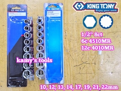 Bộ tuýp khẩu 1/2 inch Kingtony 8 chi tiết 10-22mm 6 cạnh 4510MR 12 cạnh 4010MR