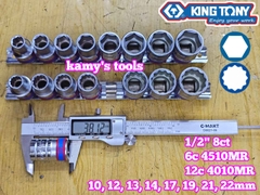 Bộ tuýp khẩu 1/2 inch Kingtony 8 chi tiết 10-22mm 6 cạnh 4510MR 12 cạnh 4010MR
