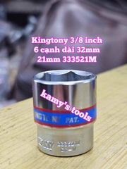 Đầu tuýp trắng 6 cạnh 3/8 inch dài 27mm Kingtony 21mm 22mm 23mm 24mm 333521M 333522M 333524M 333524M