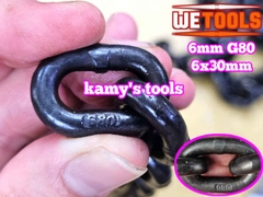 Dây xích cẩu hàng 6mm 6x30mm chuẩn G80 tải trọng 1 tấn Wetools WT-93806A (giá 1 mét)