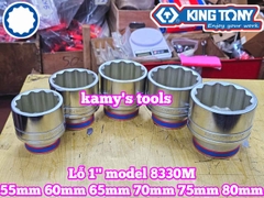 Đầu tuýp 1 inch trắng 55mm 60mm 65mm 70mm 75mm 80mm Kingtony 833055M 833060M 833065M 833070M 833075M 833080M