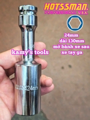 Tuýp tháo mở ốc bánh xe sau xe tay ga 24mm dài 130mm Hotssman HSM-221324
