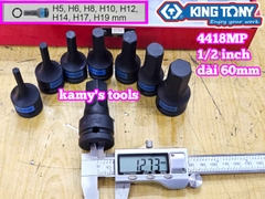 Bộ tuýp lú đầu lục giác 1/2 inch 8 chi tiết Kingtony 4418MP H5 H6 H8 H10 H12 H14 H17 H19