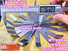 Bộ thước căn lá đo khe hở chỉnh cò xupap loại CONG 16 lá 0.127-0.508mm Wetools WT-45016B