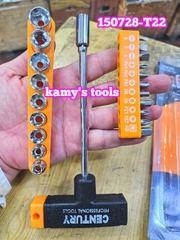 Bộ tuýp đa năng chữ T 22 món Century 150728-T22, bộ tuýp vít