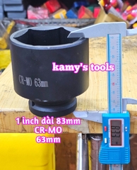 Đầu tuýp đầu khẩu 1 inch dài 80mm Kamytools thép Cr-mo 60mm 63mm 65mm