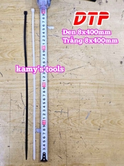 Dây rút dây thít nhựa màu đen trắng 8x400mm DTP-B50400 DTP-W50400 (1 bịch/100 sợi)