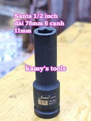 Đầu tuýp khẩu 1/2 inch đen dài lục giác 6 cạnh 78mm Santa 8mm 10mm 11mm IM108 IM110 IM111