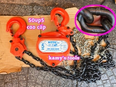 Pa lăng xích kéo tay Nitto 5 tấn 3m (3 mét) 5m (5 mét) model 50vp5 loại CB-II xích đóng logo G80 chính hãng cao cấp