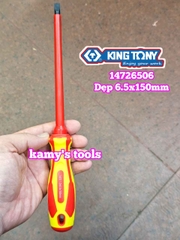 Tua vít cách điện VDE 1000V dẹp 6.5mm dài 150mm (6.5x150mm) Kingtony 14726506