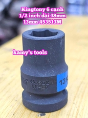 Đầu tuýp đen 1/2 inch Kingtony 6 cạnh 8mm 9mm 10mm 11mm 12mm 13mm 453508M 453509M 453510M 453511M 453512M 453513M