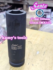 Đầu tuýp 1 inch Santa đen dài 160mm cỡ 30mm 32mm 36mm 41mm 46mm IMX530 IMX532 IMX536 IMX541 IMX546