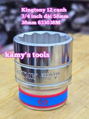 Tuýp 3/4 inch bông 12 cạnh trắng ngắn Kingtony 33mm 34mm 35mm 36mm 38mm 633033M 633034M 633035M 633036M 633038M